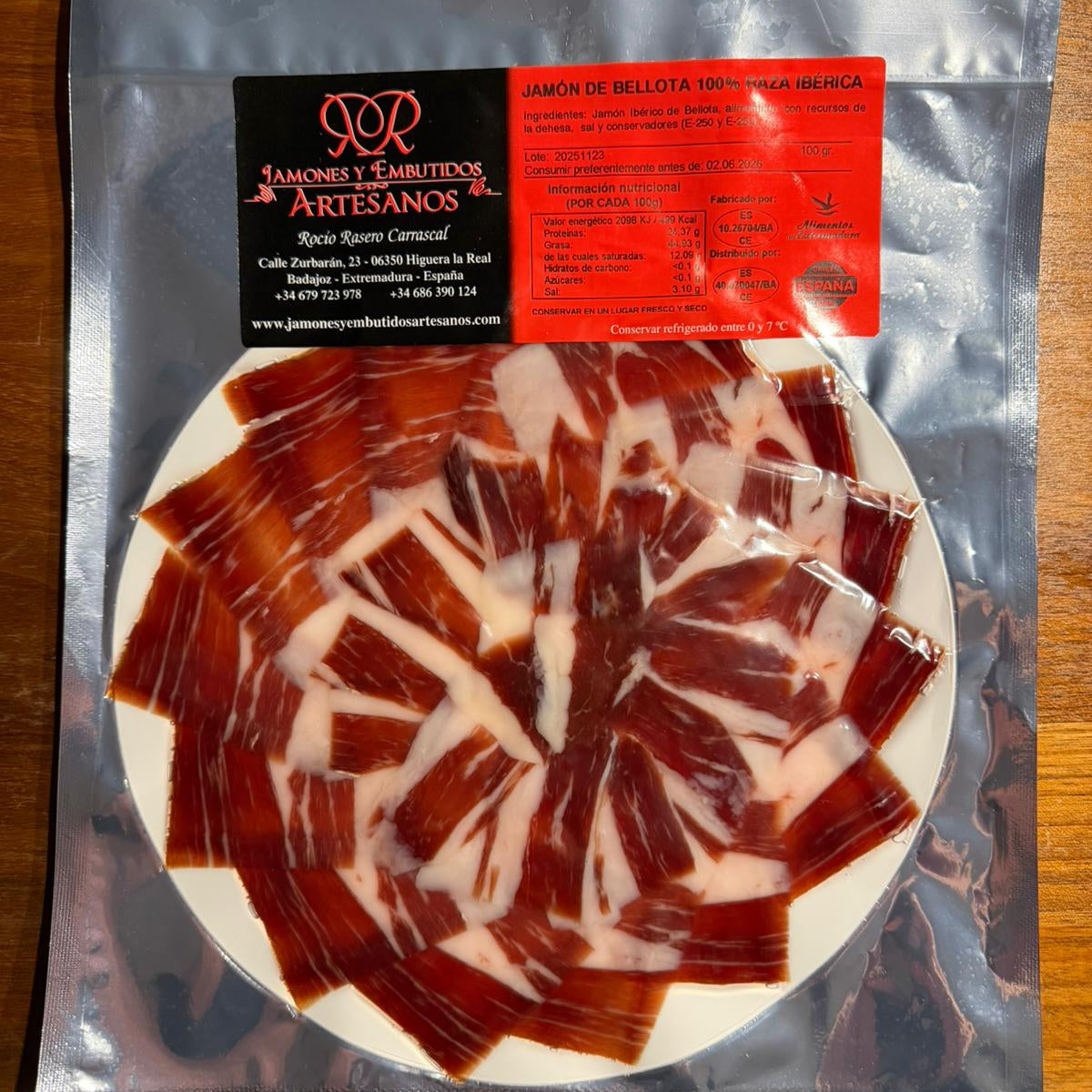 Jamón de Bellota 100% Ibérico – Handgesneden (100 g)